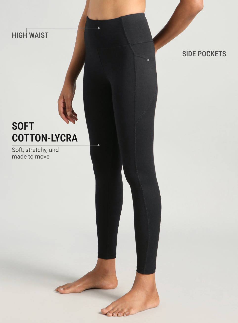 Women's Black Pause and Align Cotton Yoga Tights