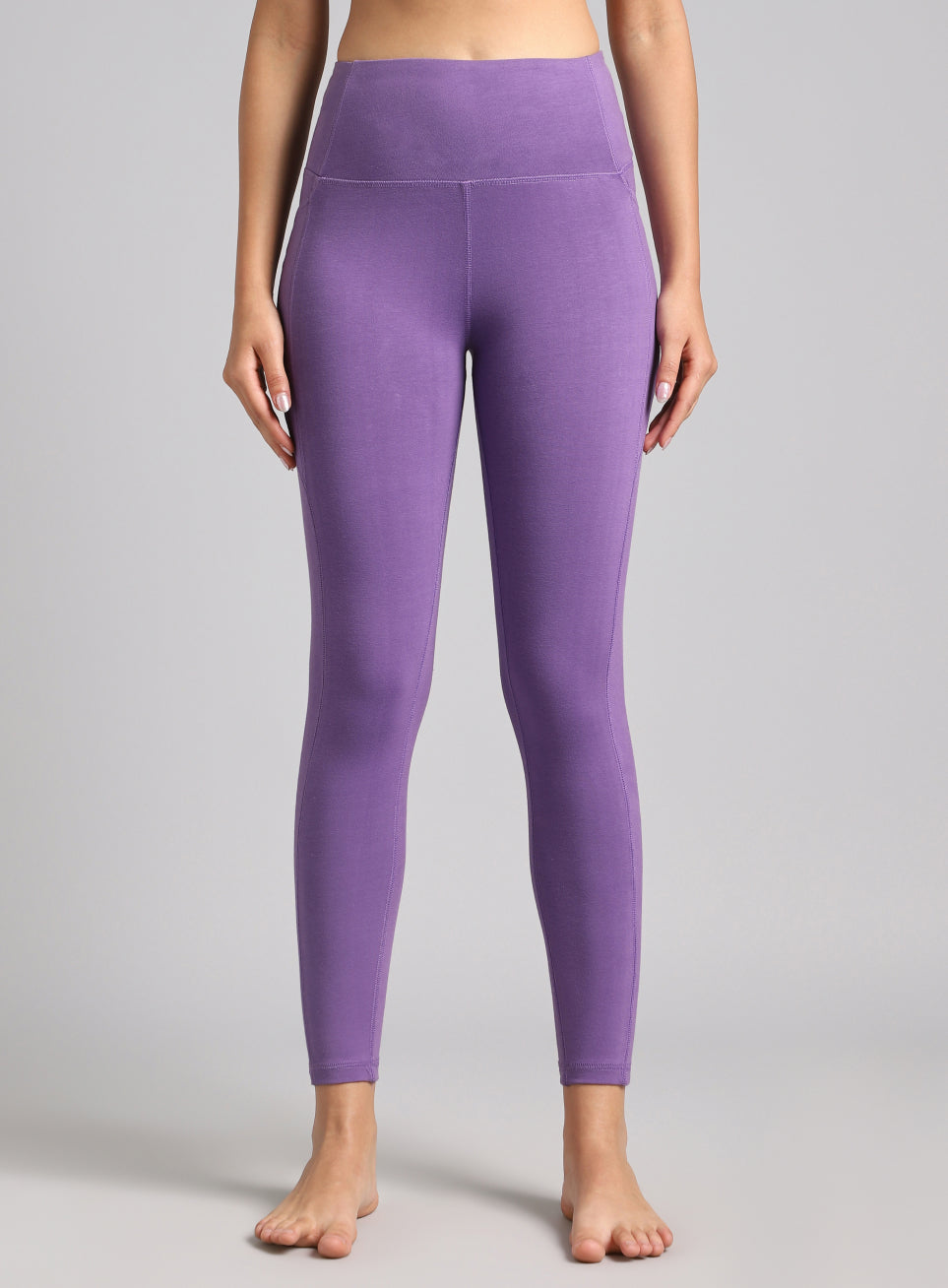 Women's Purple Pause and Align Cotton Yoga Tights