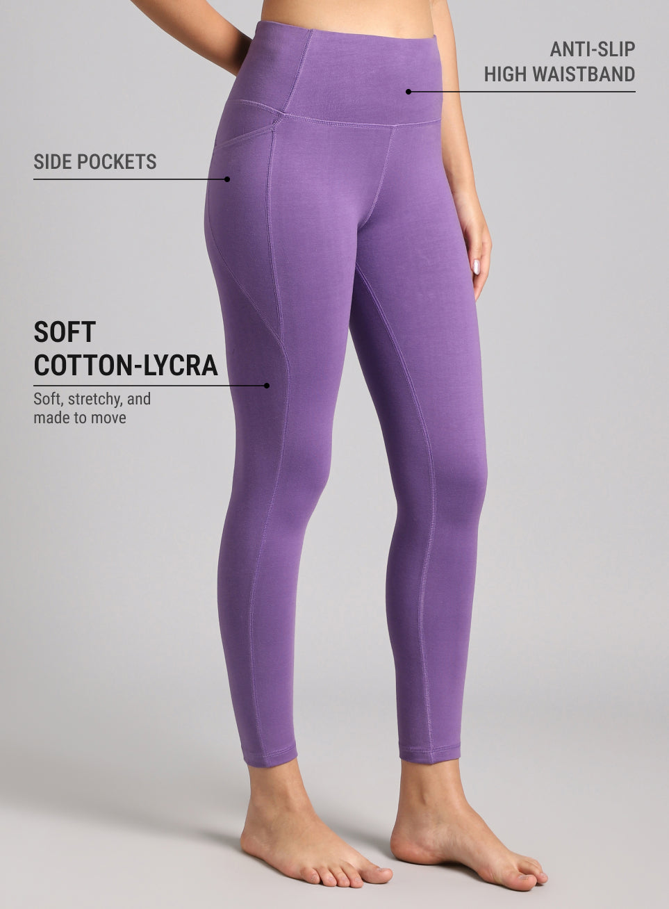 Women's Purple Pause and Align Cotton Yoga Tights