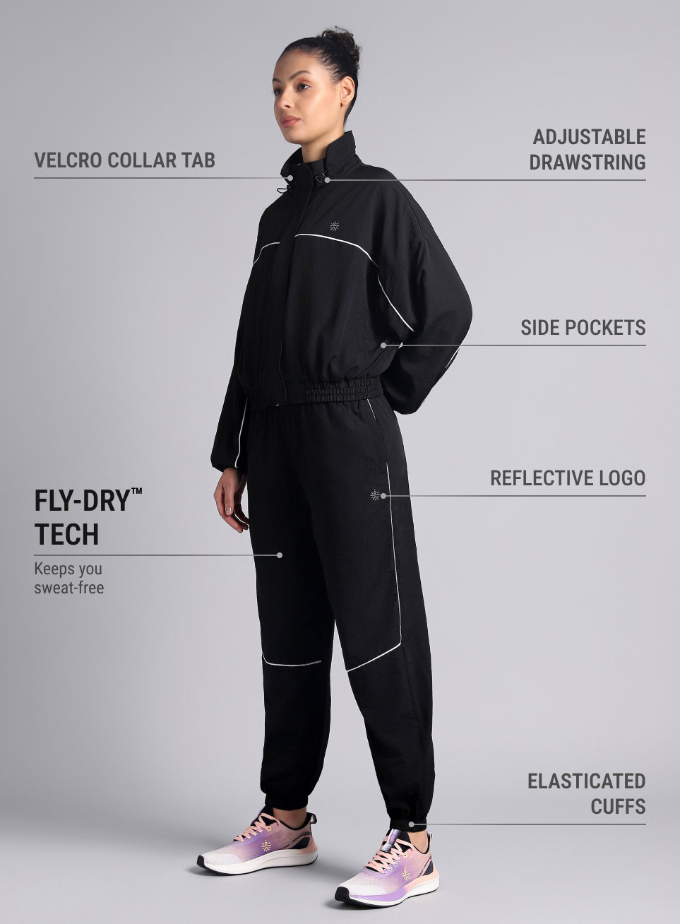 Women's Black Sporty Outrun Track Suit