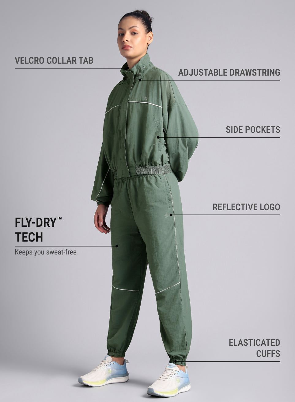 Women's Green Sporty Outrun Track Suit