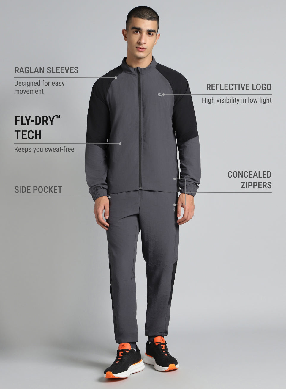 Men's Dark Grey Run Forward All Weather Track Suit