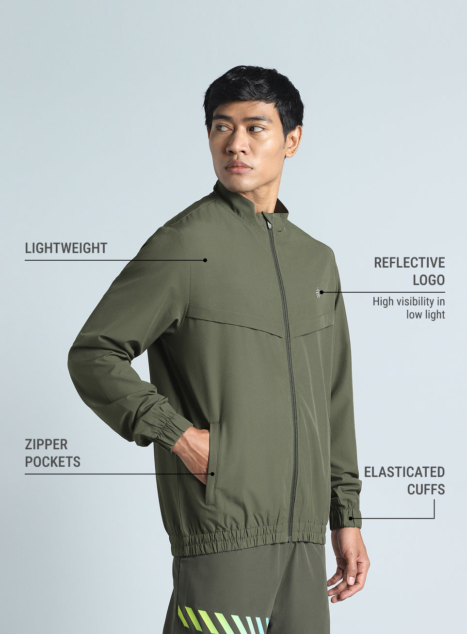 Men's Olive Train in Workout Jacket