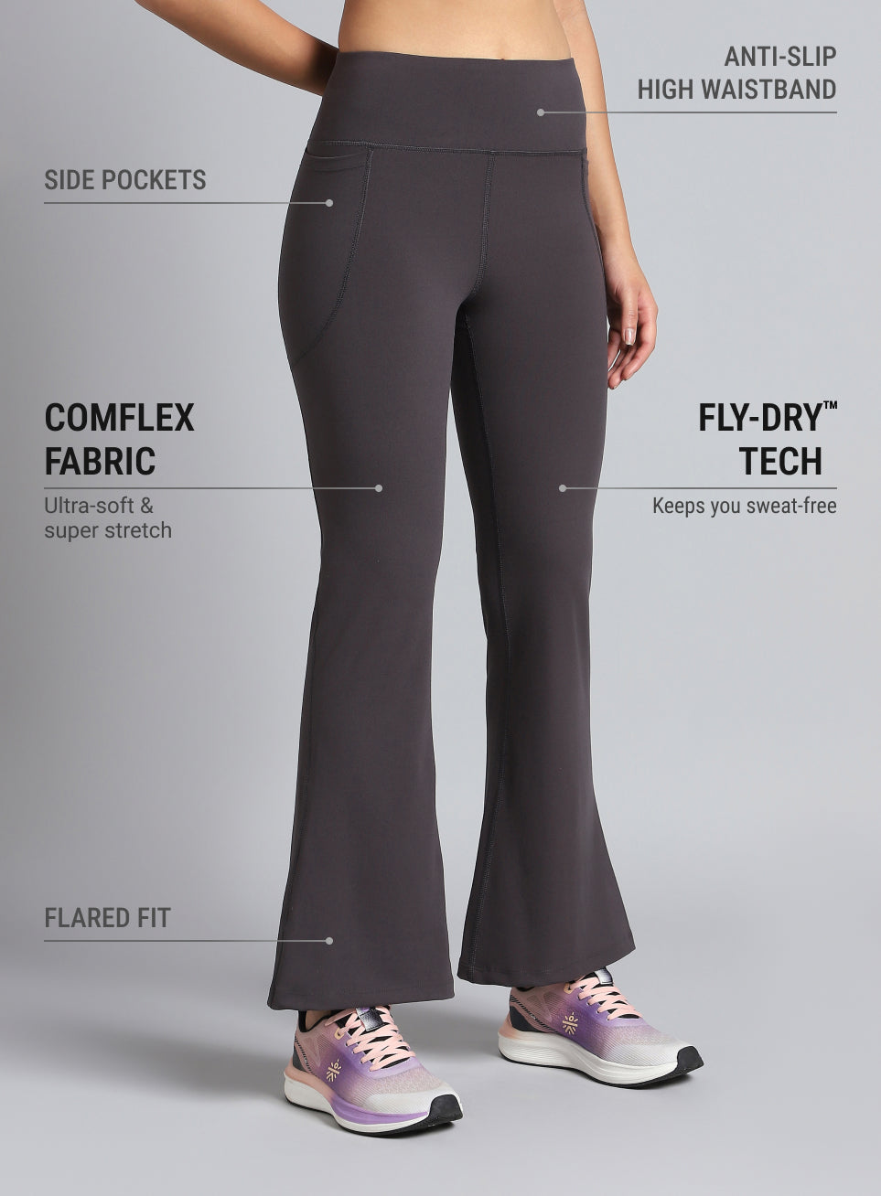 Women's COMFlex Dark Grey Performance Flare Pants