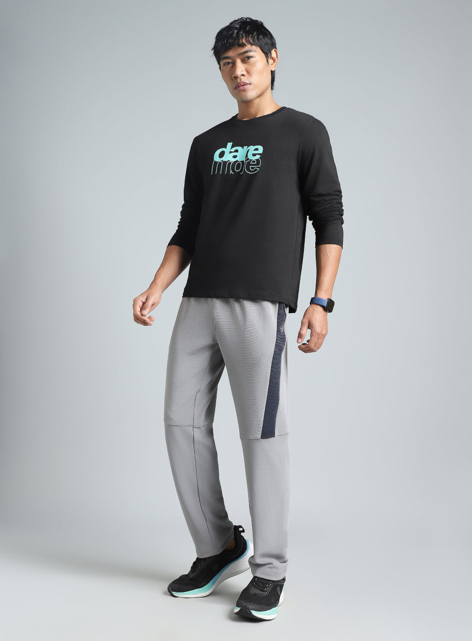 Men's Black Dare More Graphic Full Sleeve T-Shirt