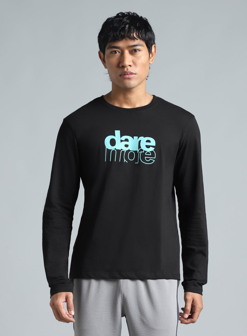 Men's Black Dare More Graphic Full Sleeve T-Shirt
