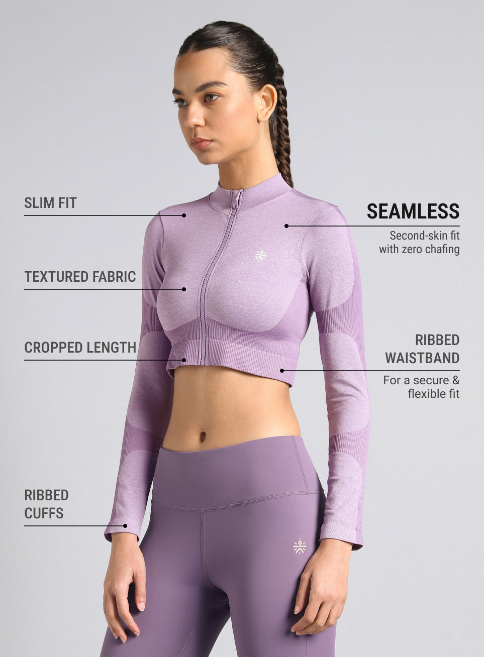 Women's Purple Snug Fit Seamless Jacket