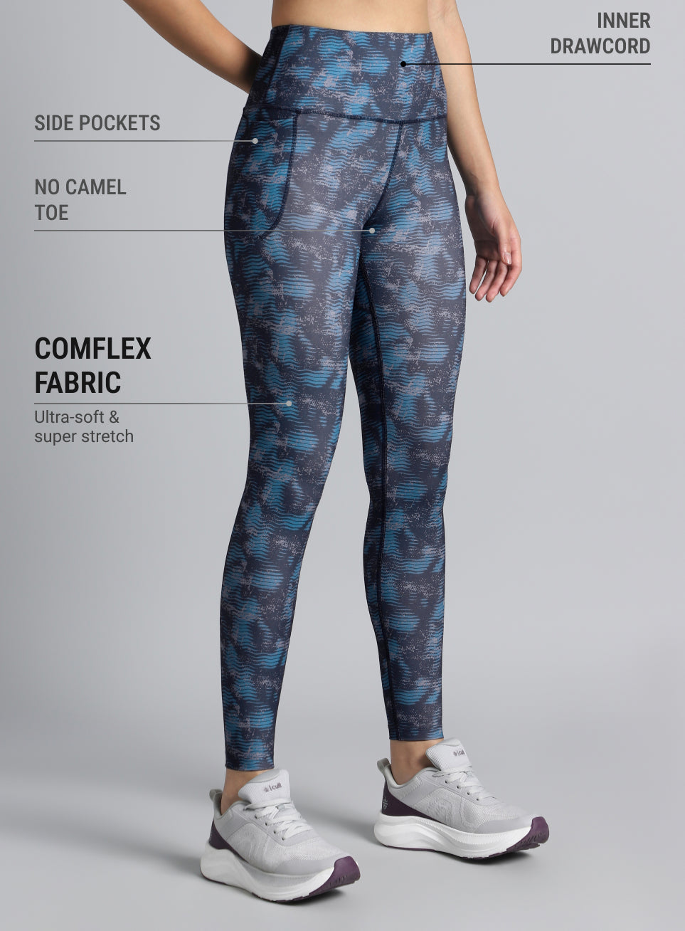 Women's Teal Printed Train All Day COMFlex Tights