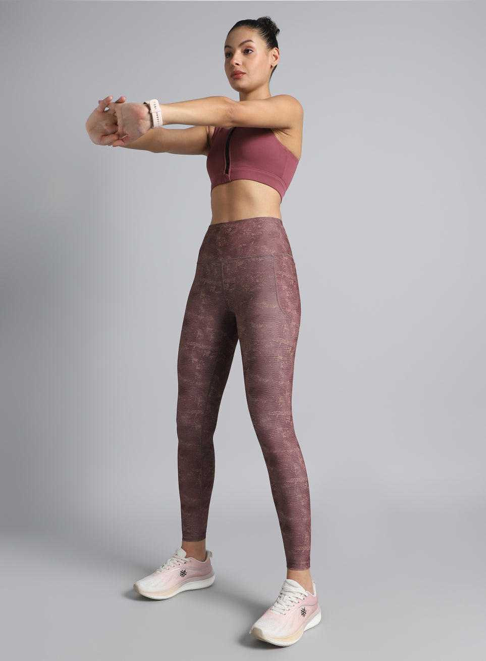 Women's Pink Printed Train All Day COMFlex Tights