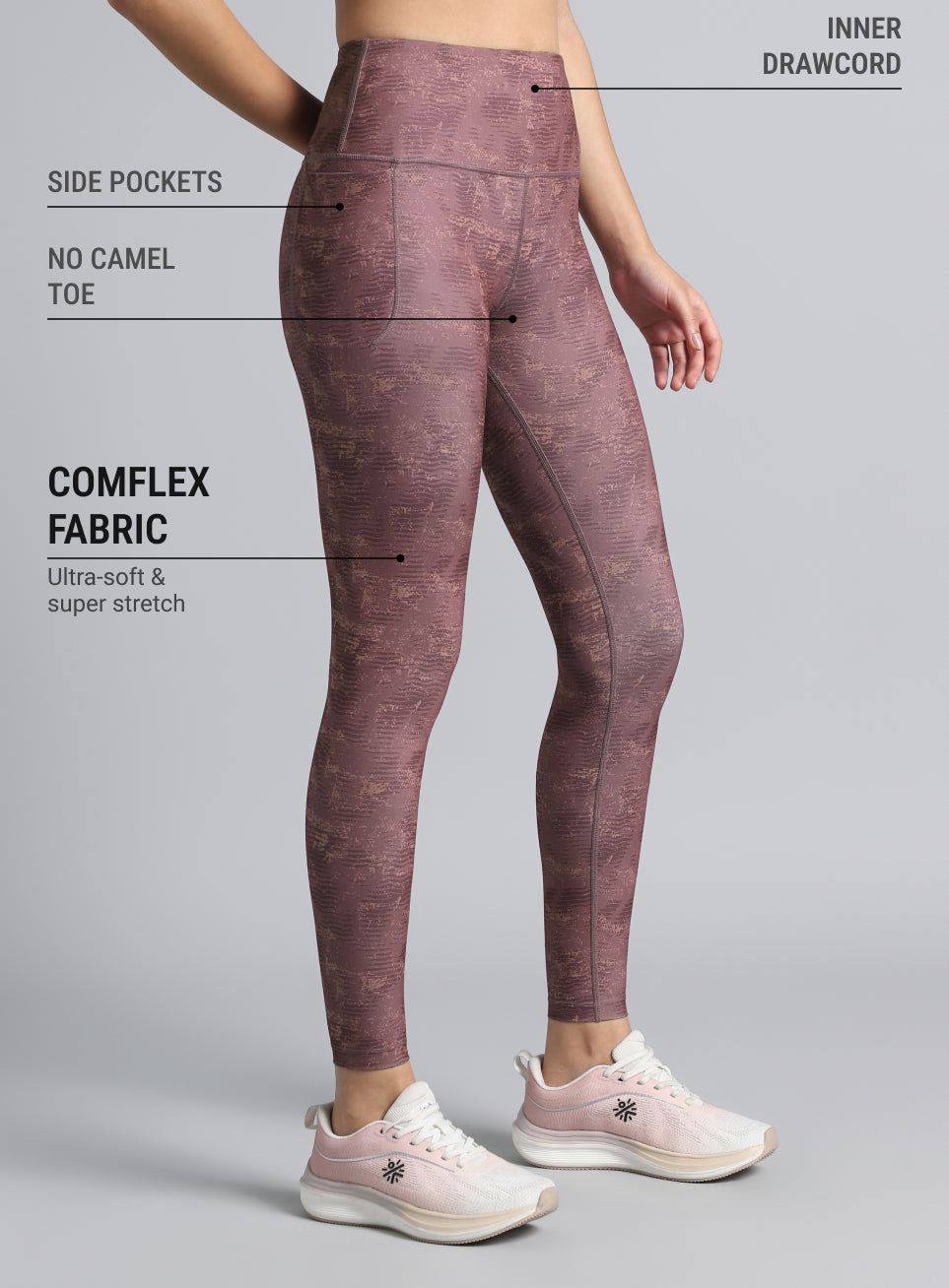Women's Pink Printed Train All Day COMFlex Tights