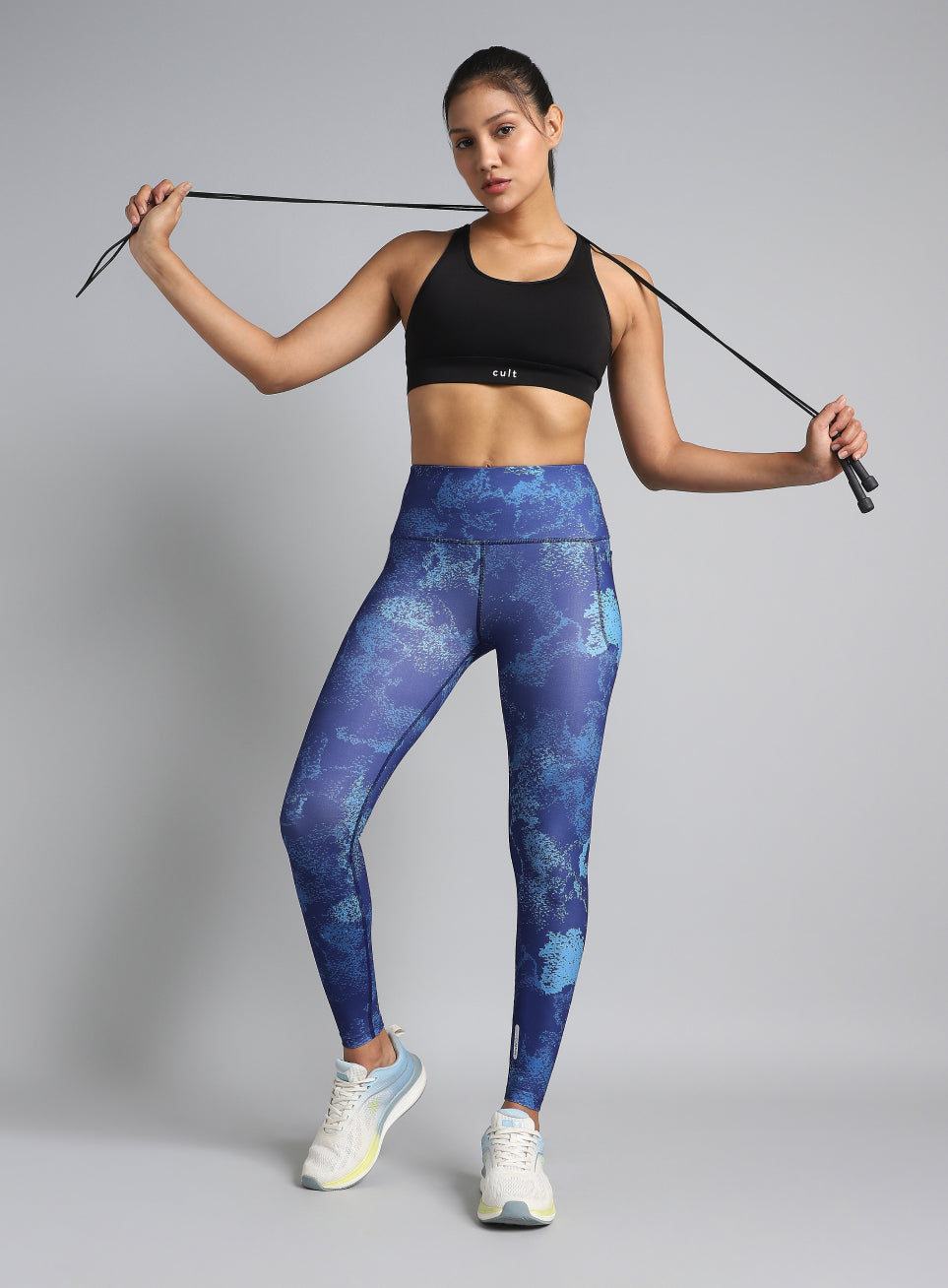 Women's Blue Printed Train All Day COMFlex Tights