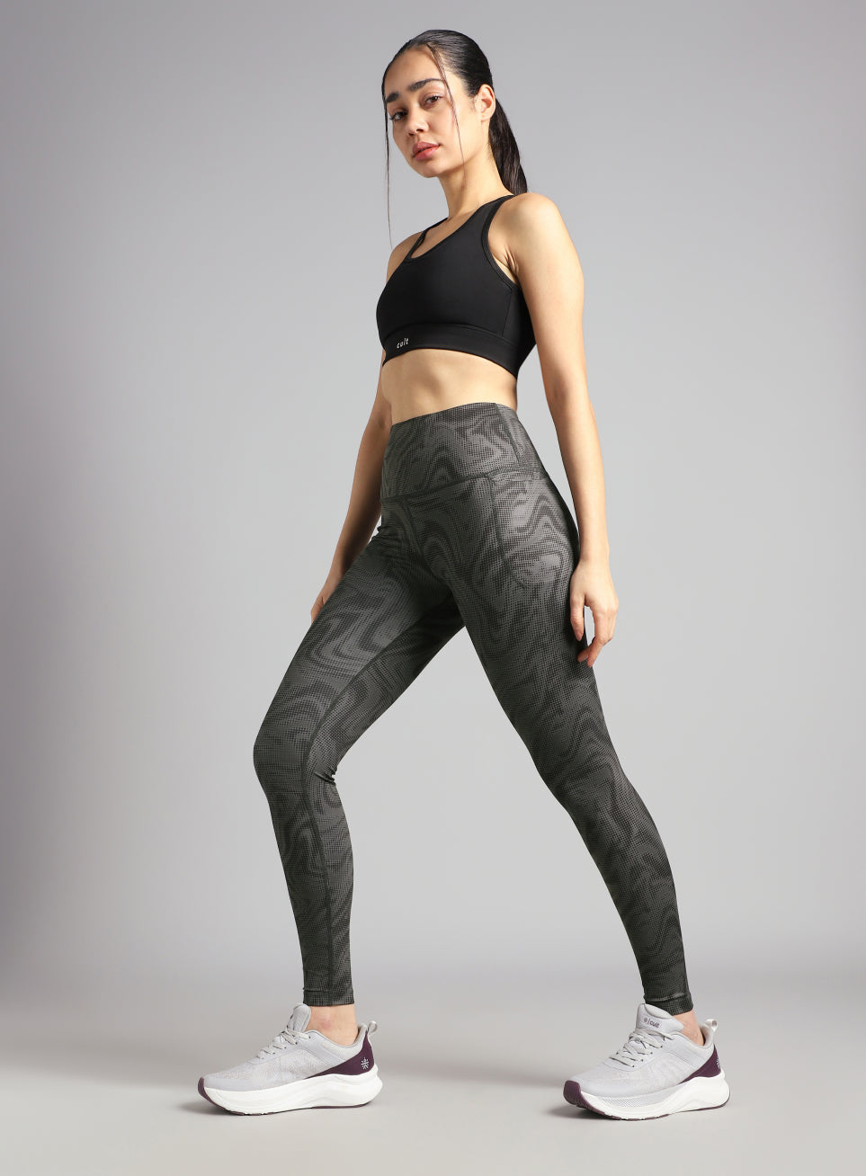 Women's Dark Grey Printed Train All Day COMFlex Tights