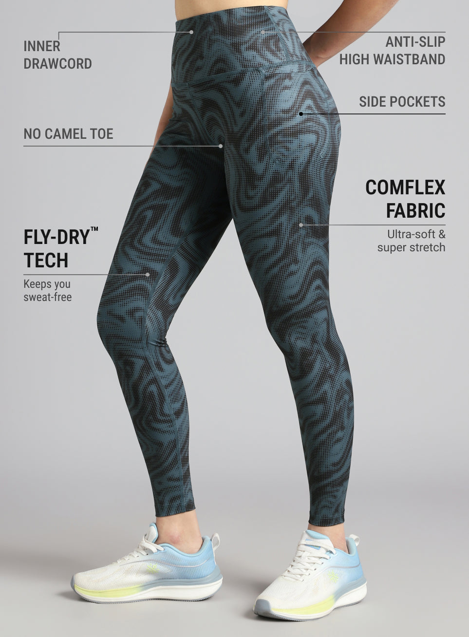 Women's Teal Printed Train All Day COMFlex Tights
