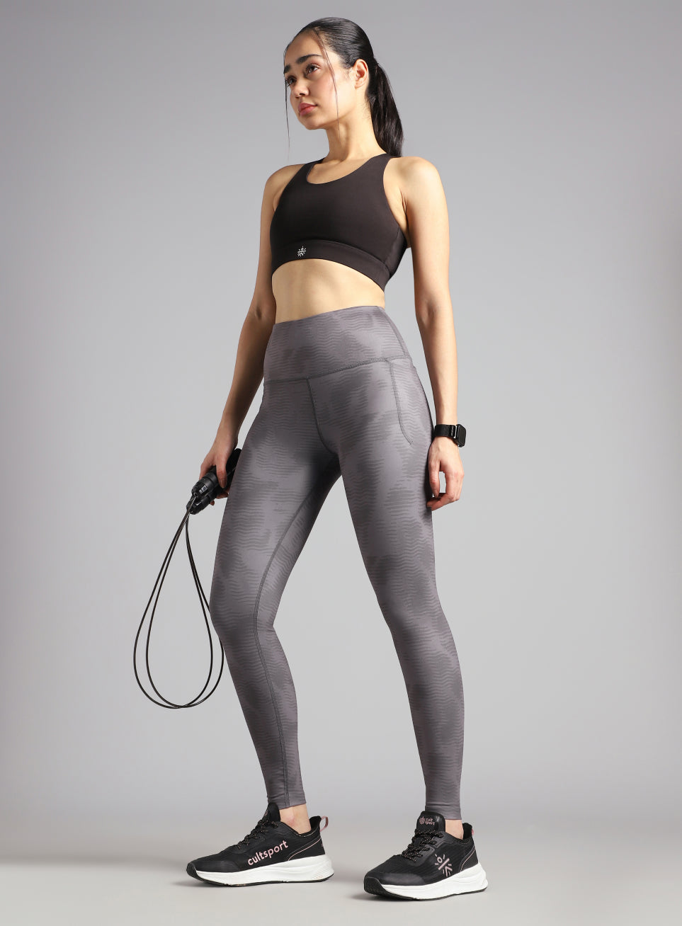 Women's Grey Printed Train All Day COMFlex Tights