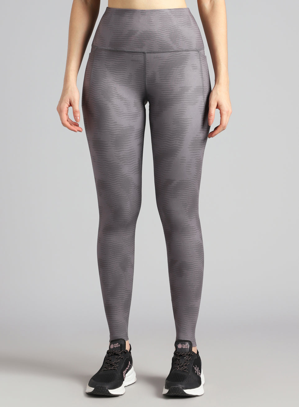 Women's Grey Printed Train All Day COMFlex Tights