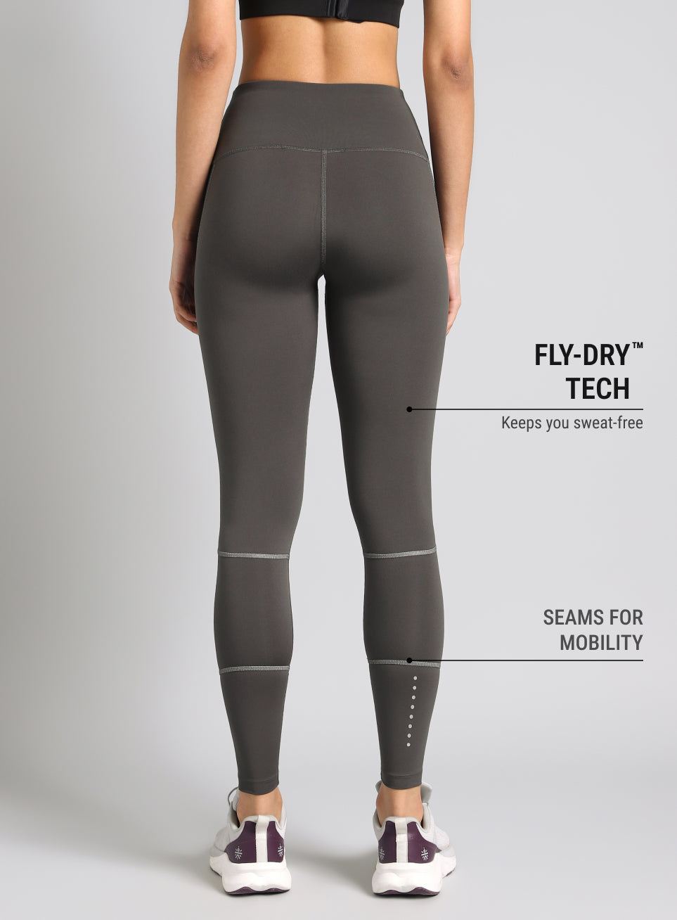 Women's Dark Grey Absolute Fit Solid Running Tights