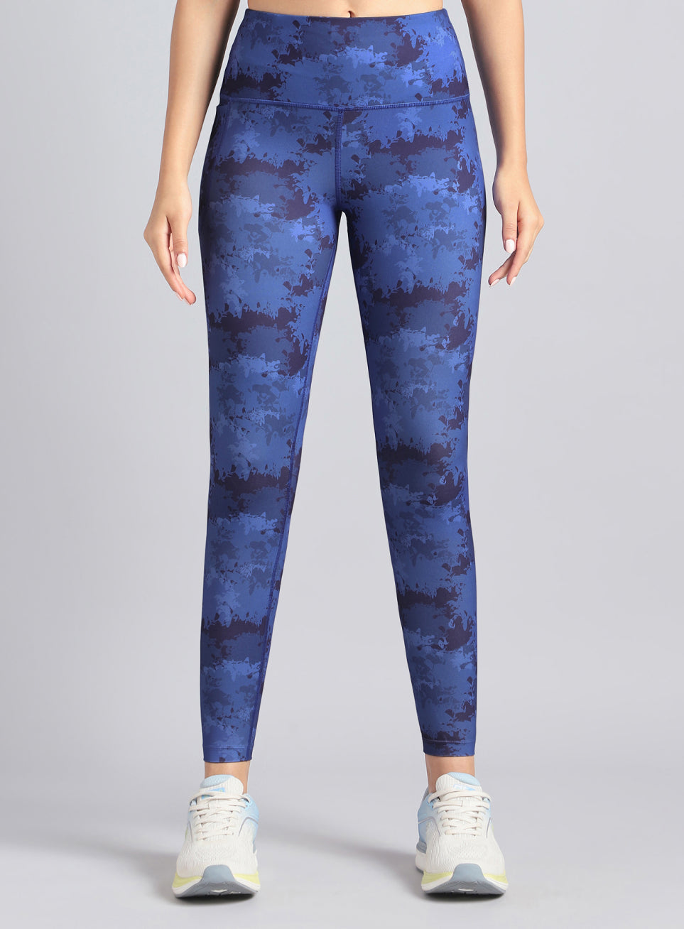 Women's Blue Printed Performance Tights