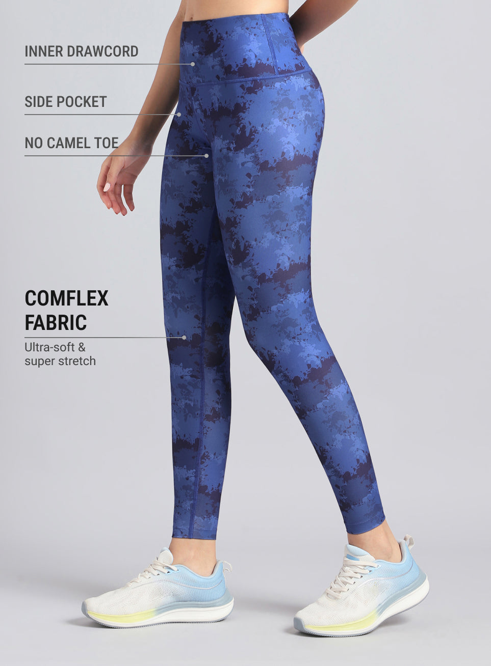 Women's Blue Printed Performance Tights