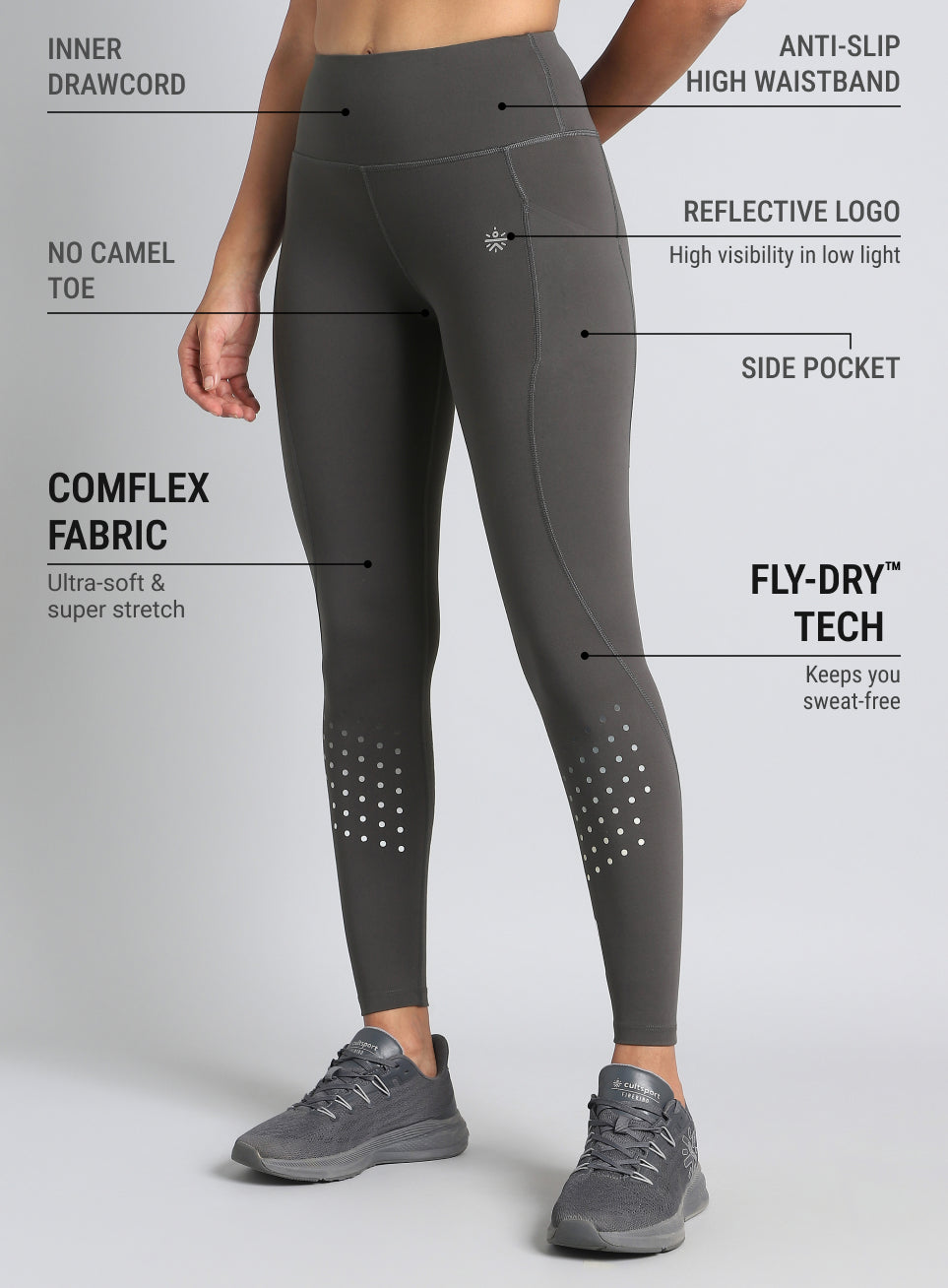 Women's Dark Grey Ultimate Run COMFlex Tights