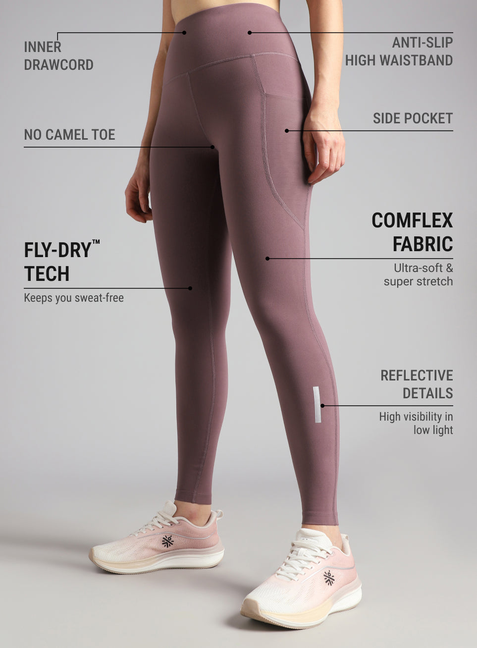 Women's Brown Run Elevate COMFlex Tights
