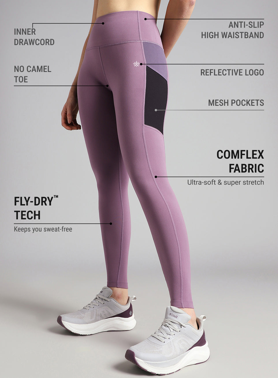 Women's Purple AbsoluteFit Neon Pop Leggings with Side Pockets