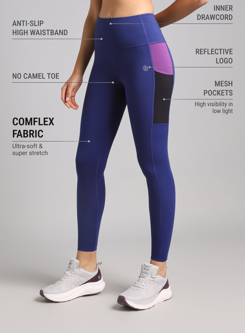 Women's Blue AbsoluteFit Neon Pop Leggings with Side Pockets