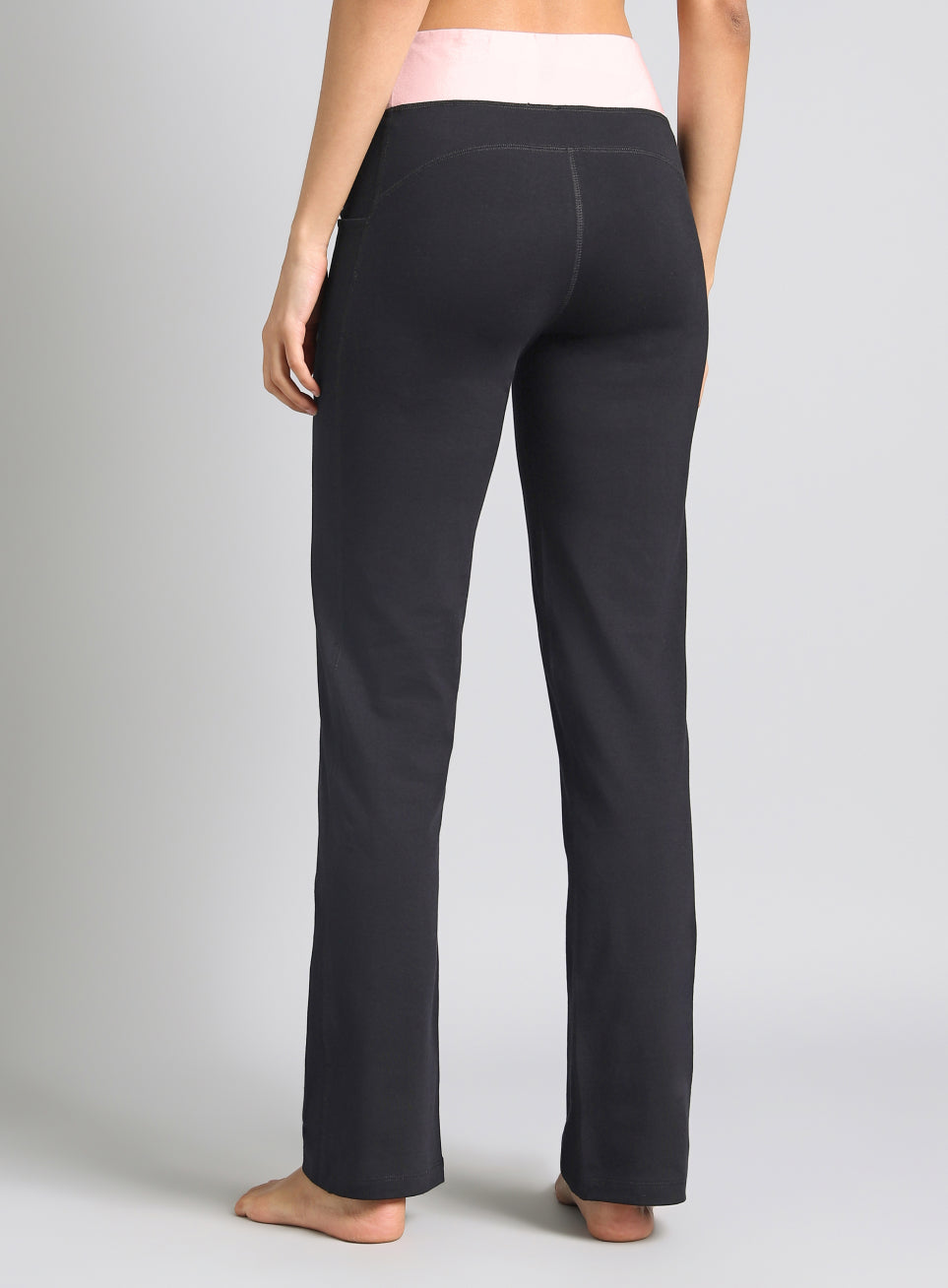 Women's Black Yoga Straight Fit Trackpants