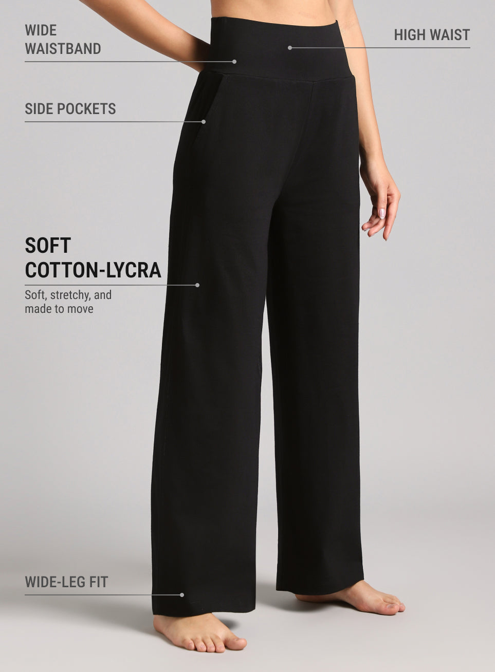 Women's Black Flow Form Yoga Straight Pants