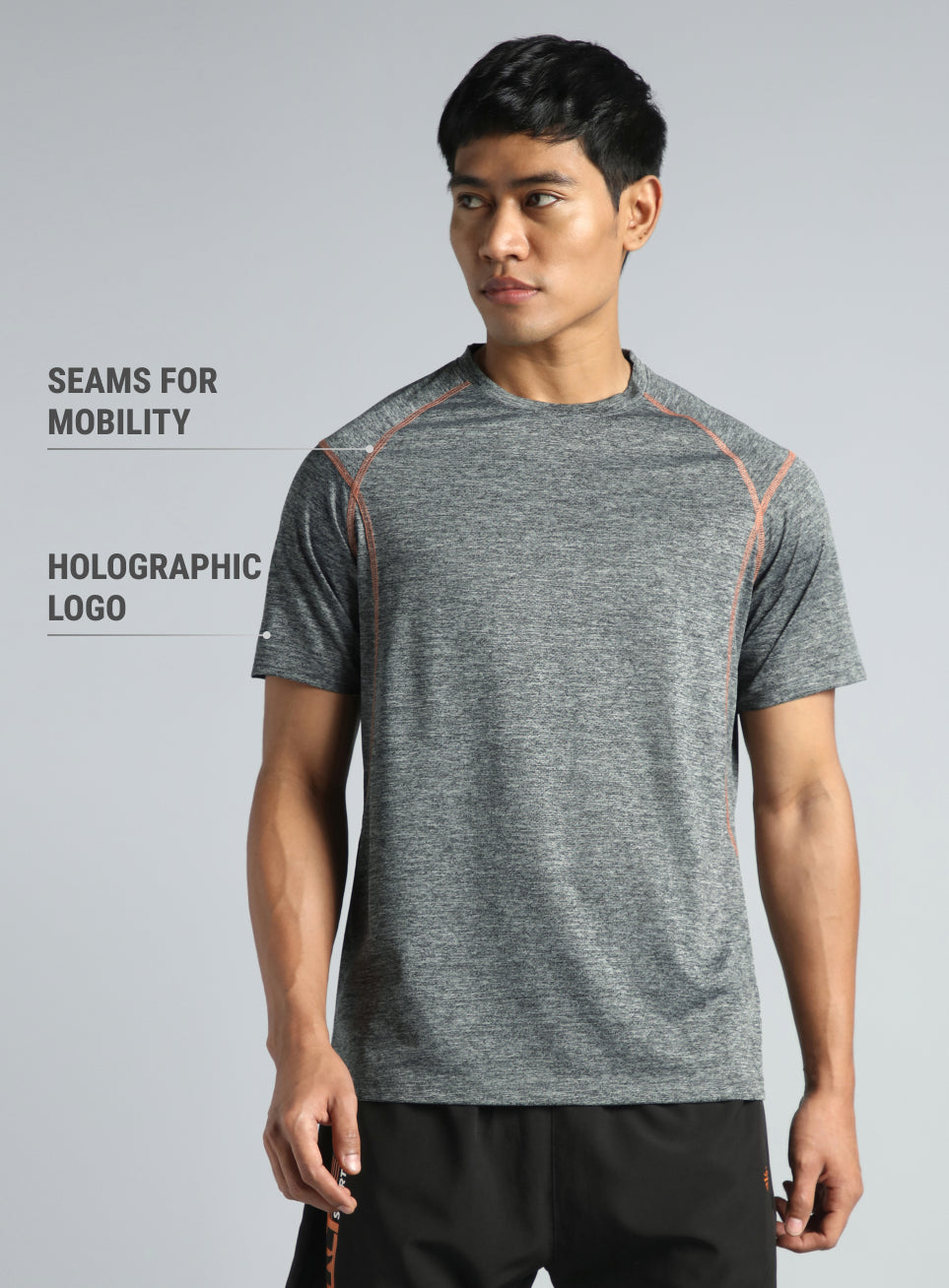 Men's Grey Train Day Performance T-shirt