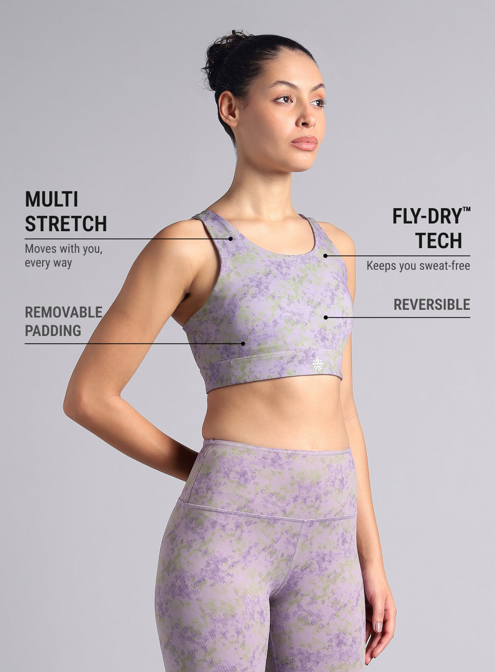 Women's Purple Reversible Yoga High Support Bra