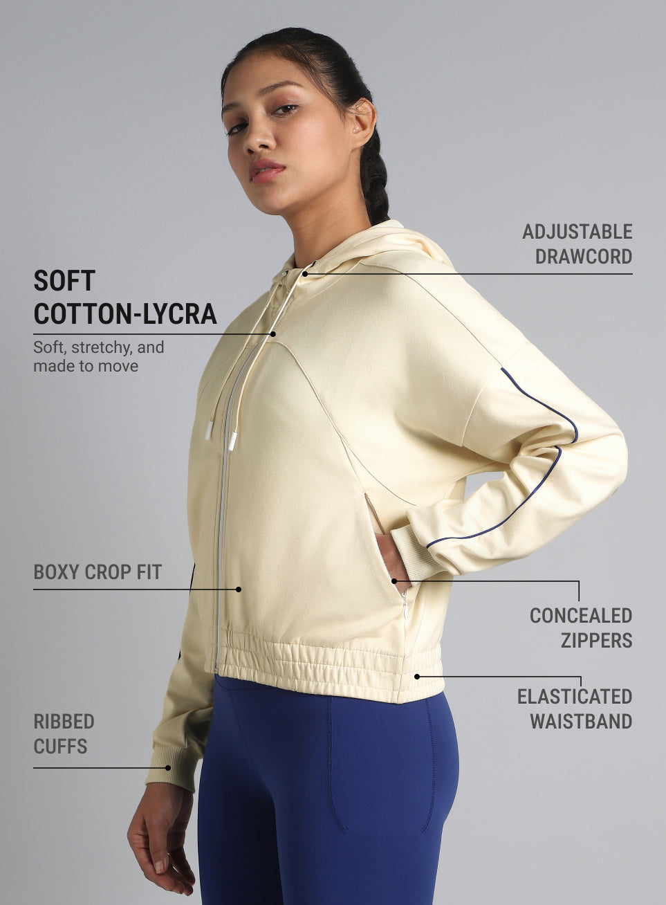 Women's Off White Workout Essential Cropped Jacket