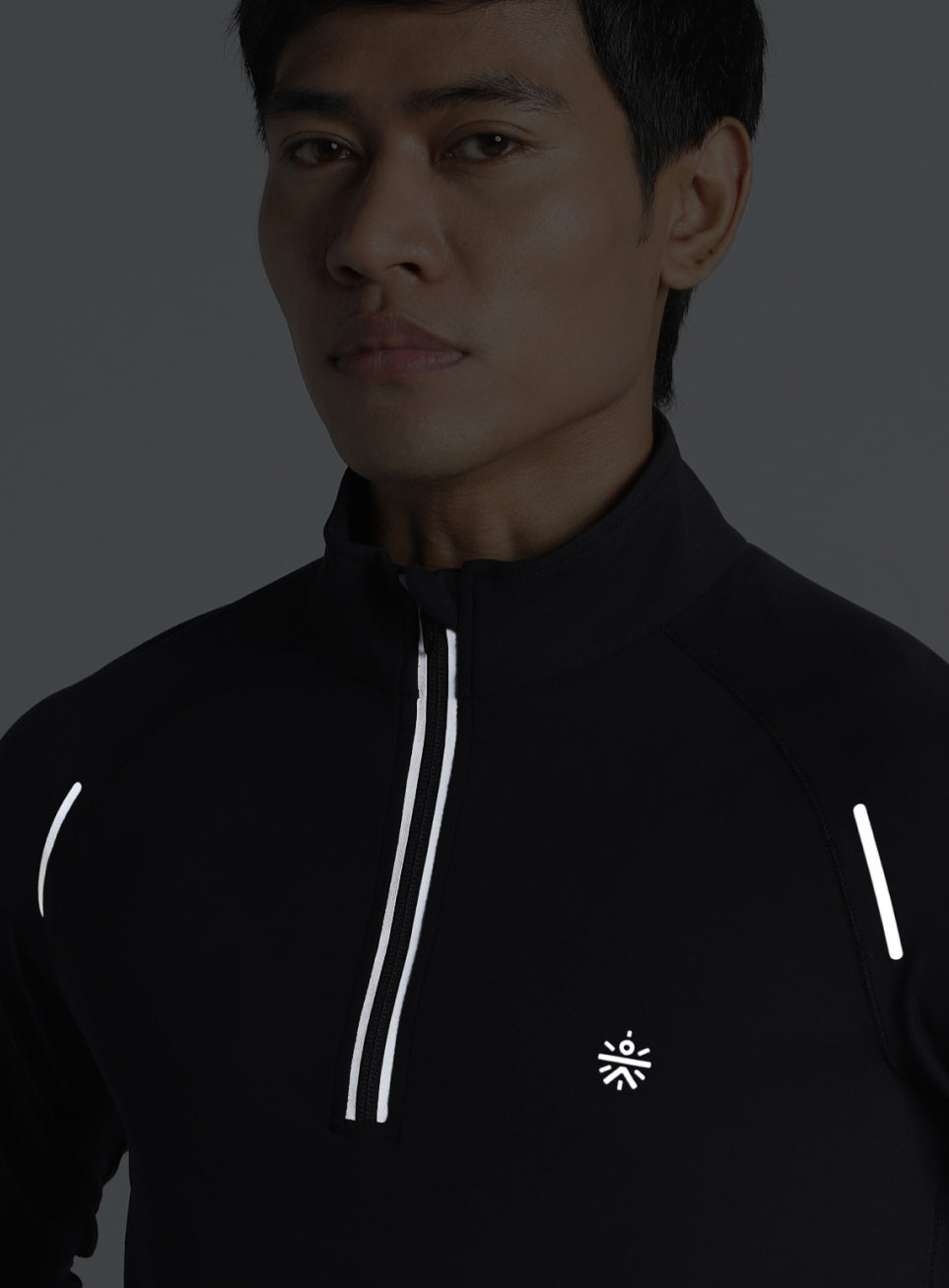 Men's Black Night Runner's Half Placket Jacket