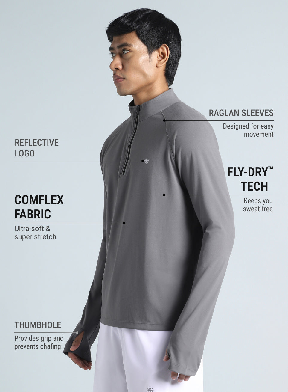 Men's Dark Grey Night Runner's Half Placket Jacket