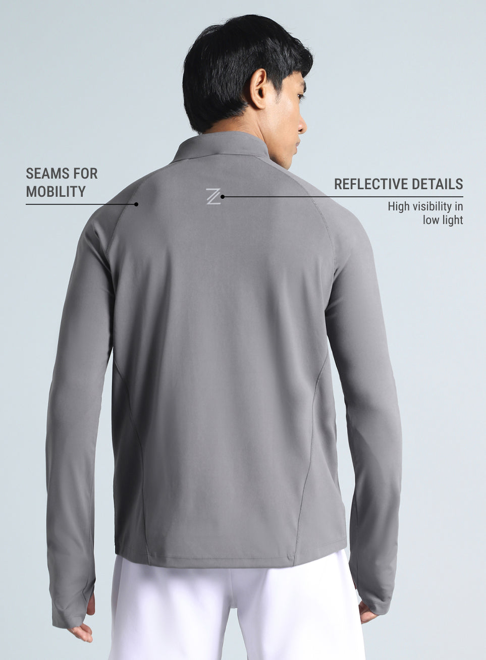 Men's Dark Grey Night Runner's Half Placket Jacket