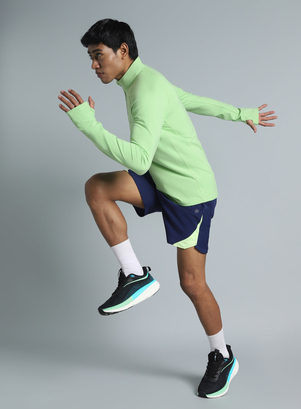 Men's Neon Green Night Runner's Half Placket Jacket