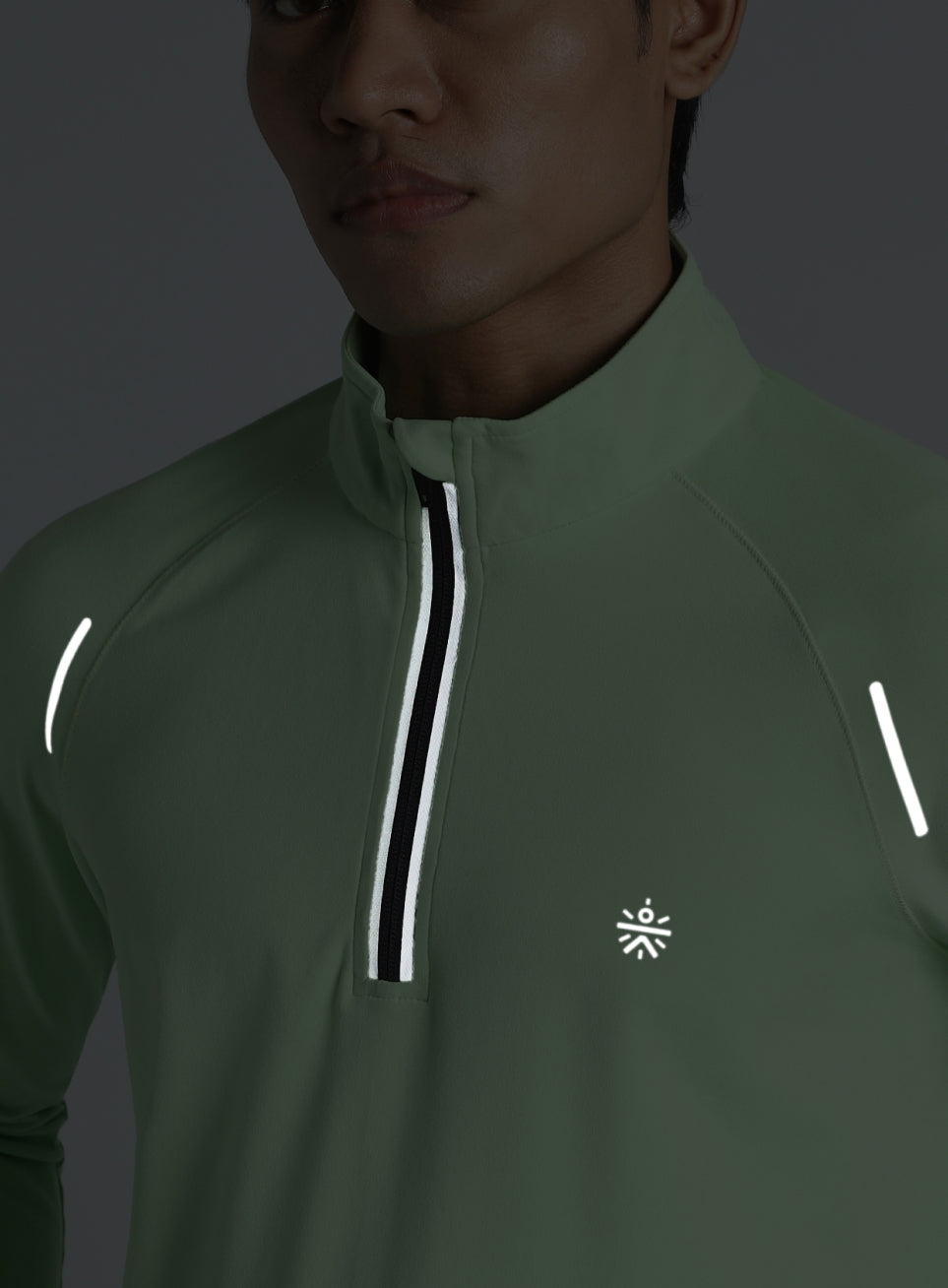 Men's Neon Green Night Runner's Half Placket Jacket