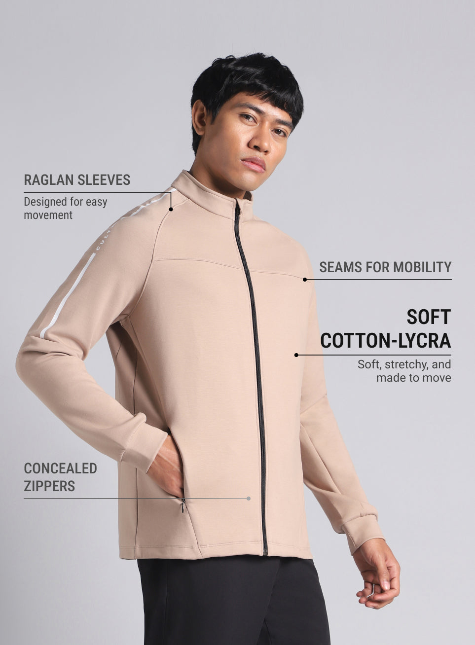 Men's Beige Training Essential Mid Layer Jacket