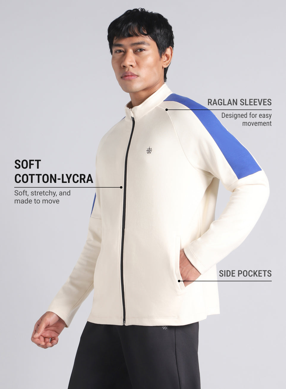 Men's Off White Workout Essential Mid Layer Jacket