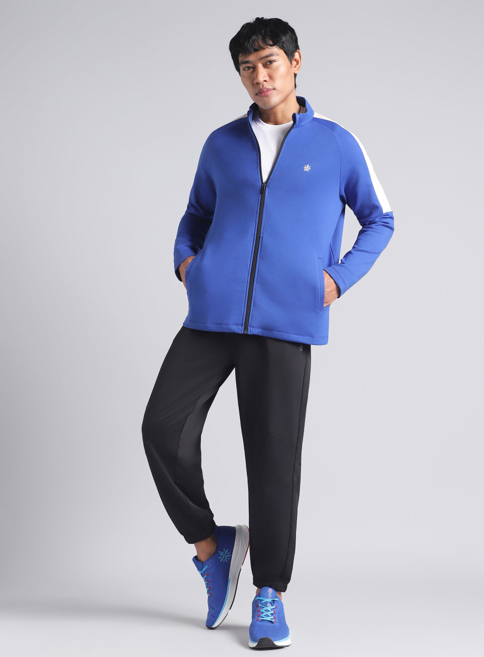Men's Blue Workout Essential Mid Layer Jacket