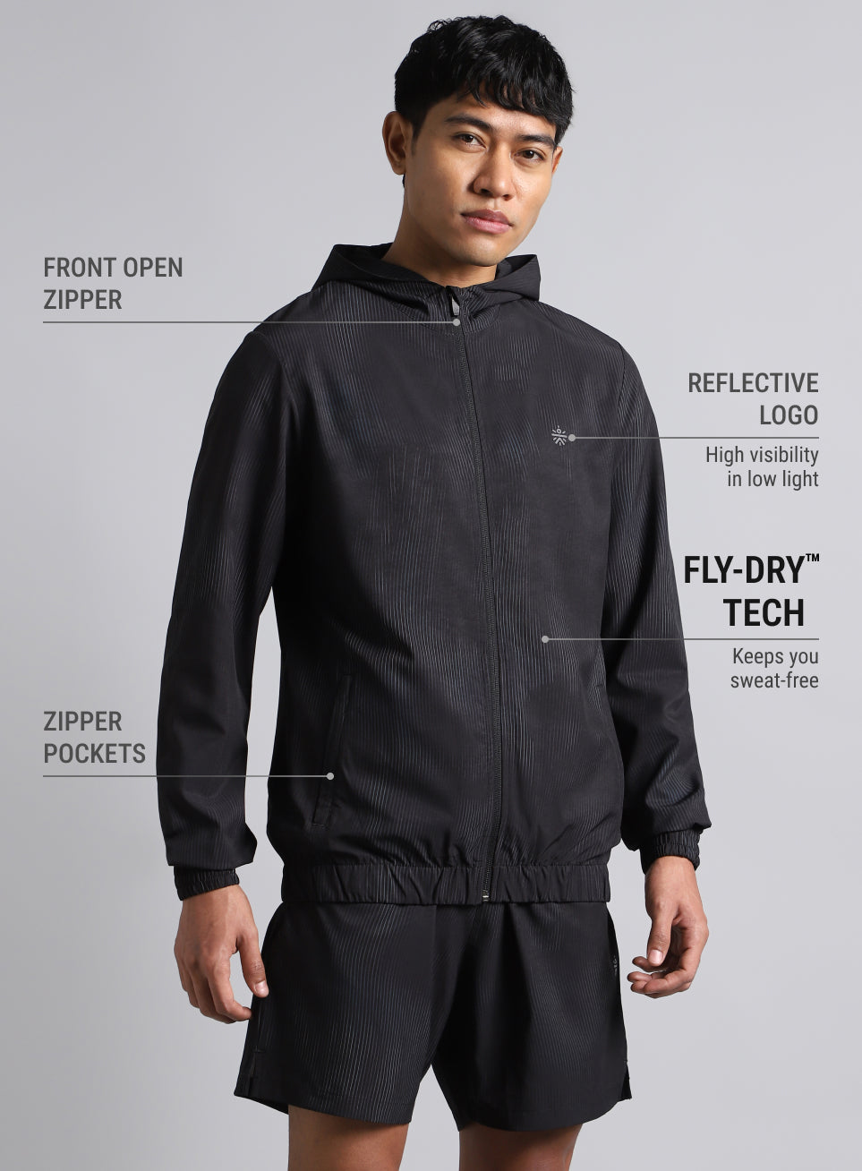 Men's Black Urban Camo Run Lightweight Jacket