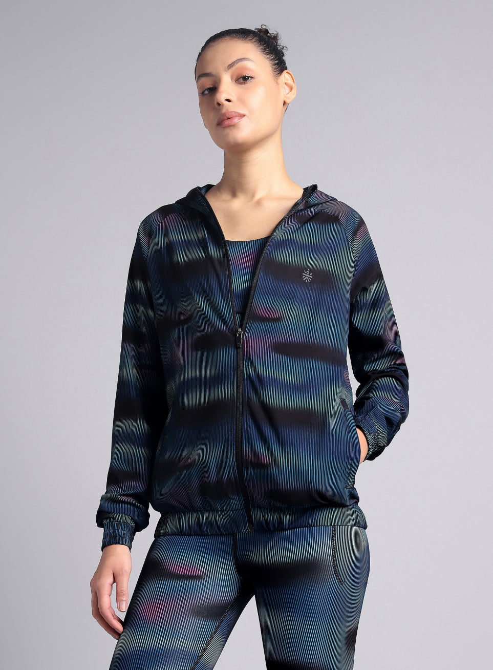 Women's Blue Energy Map All Over Print Lightweight Jacket