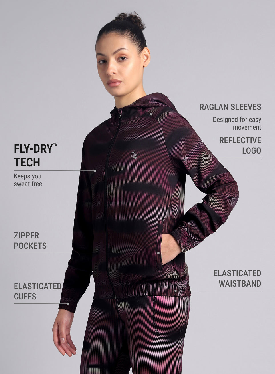 Women's Pink Energy Map All Over Print Lightweight Jacket