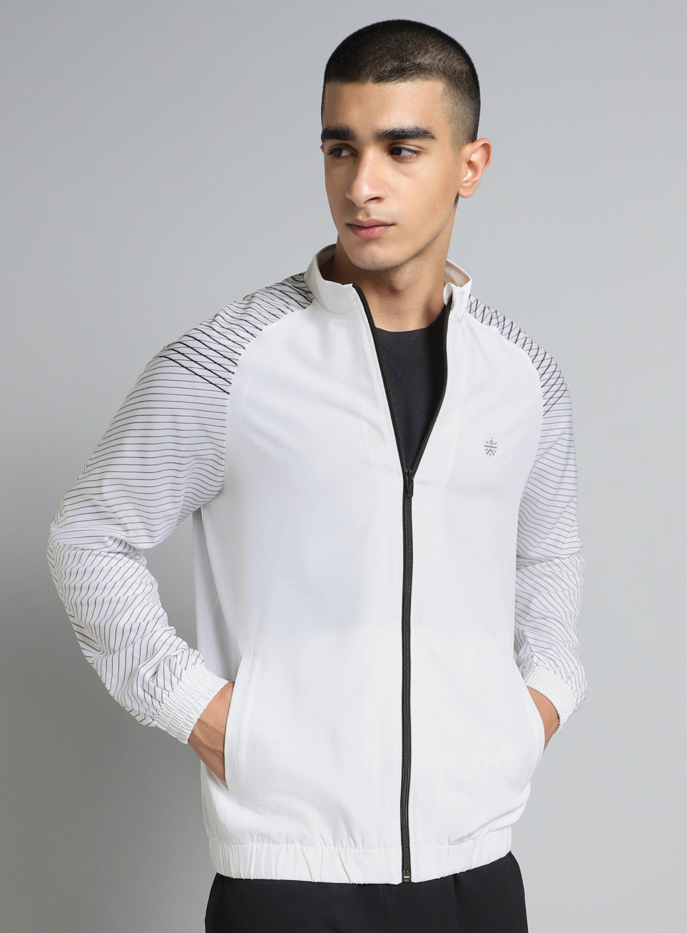 Men's White Energy Map Printed Lightweight Jacket