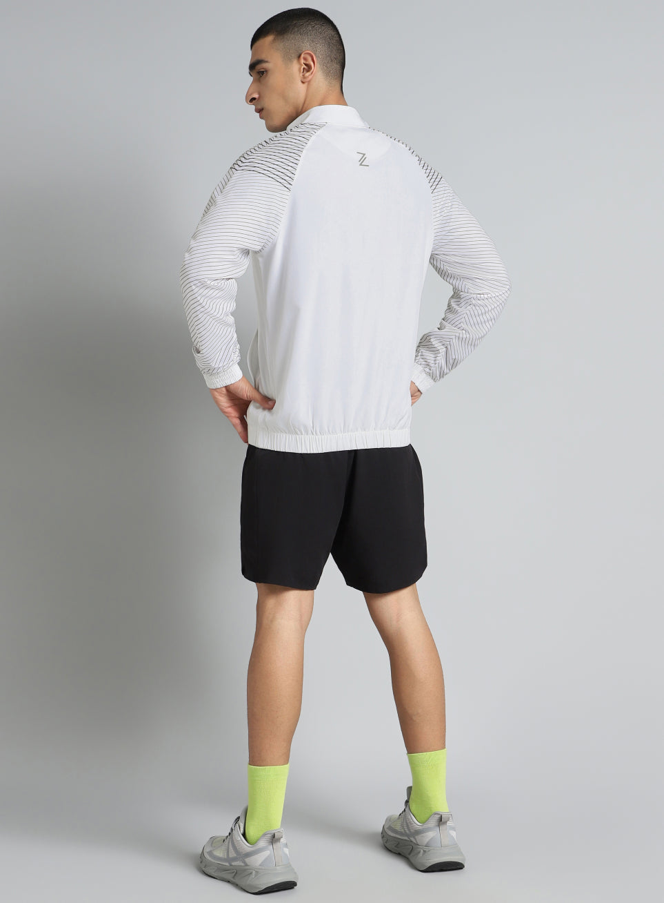 Men's White Energy Map Printed Lightweight Jacket