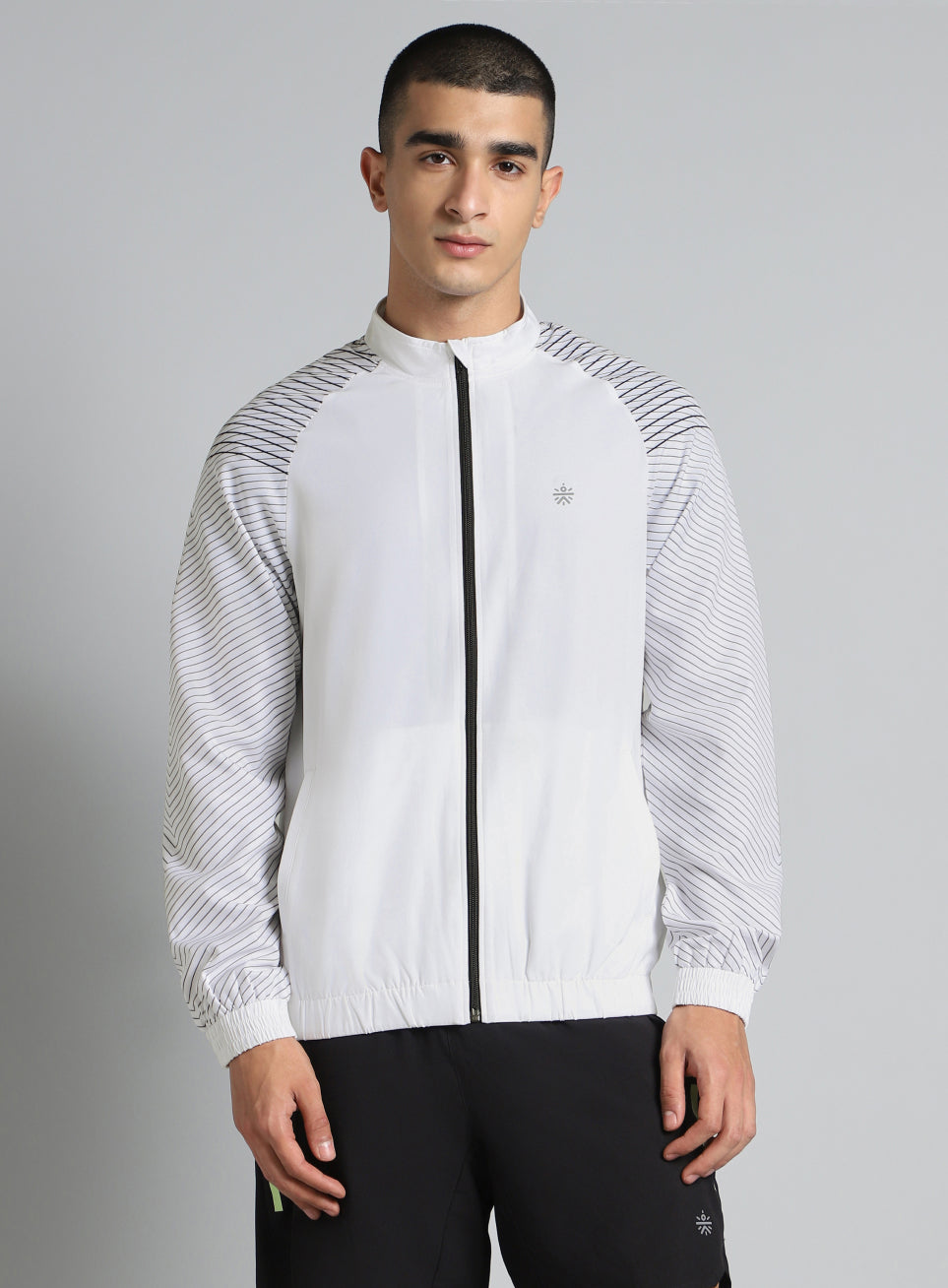 Men's White Energy Map Printed Lightweight Jacket