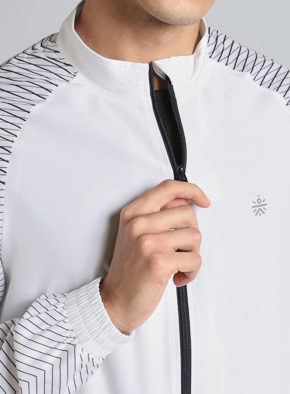 Men's White Energy Map Printed Lightweight Jacket