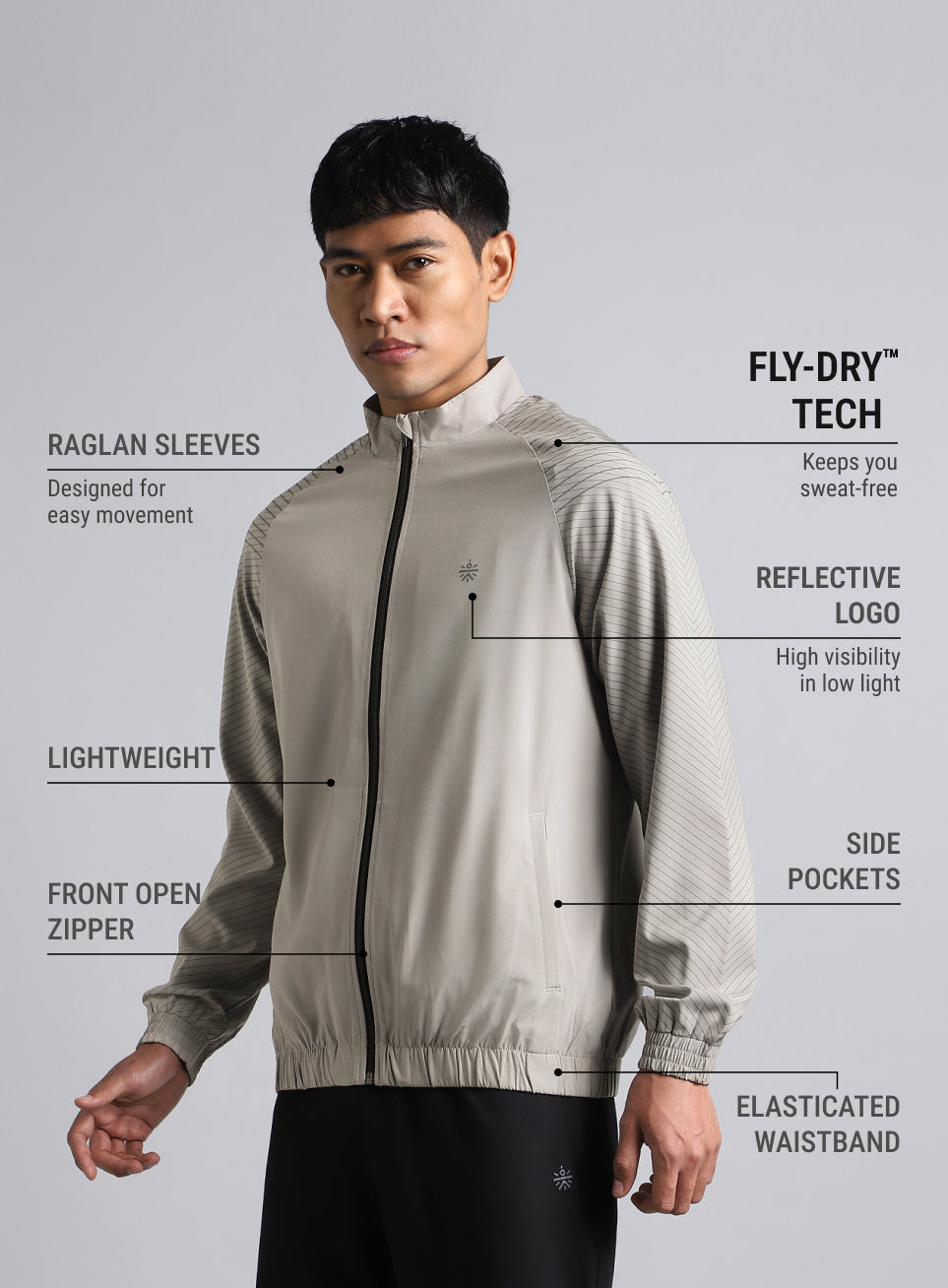 Men's Grey Energy Map Printed Lightweight Jacket