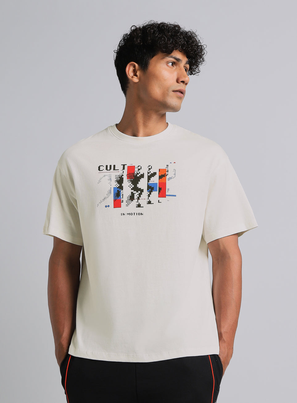 Cult Men's Off White in Motion Graphic Relaxed Fit T-shirt