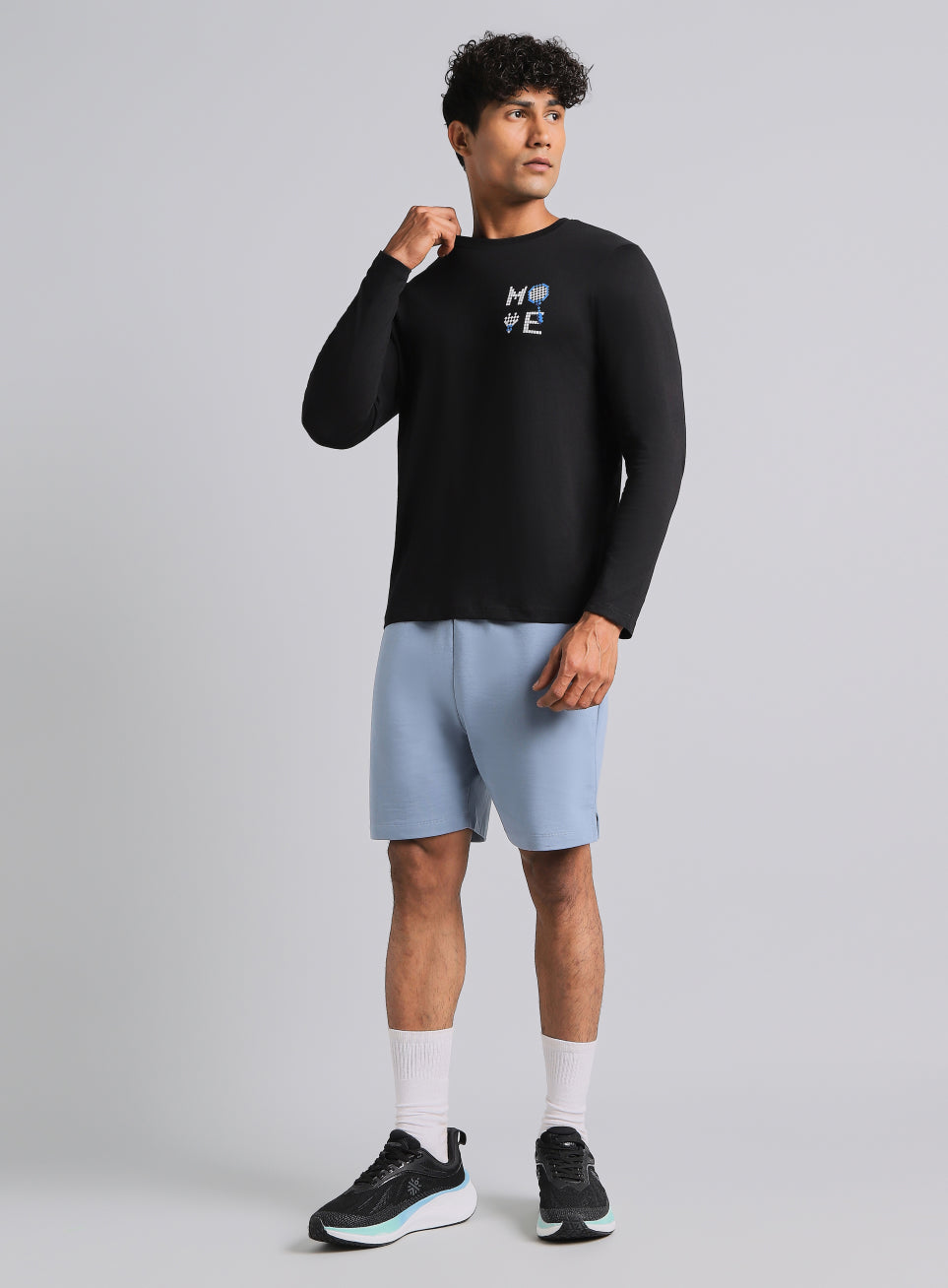 Men's Black Courtside Print Full Sleeve T-shirt