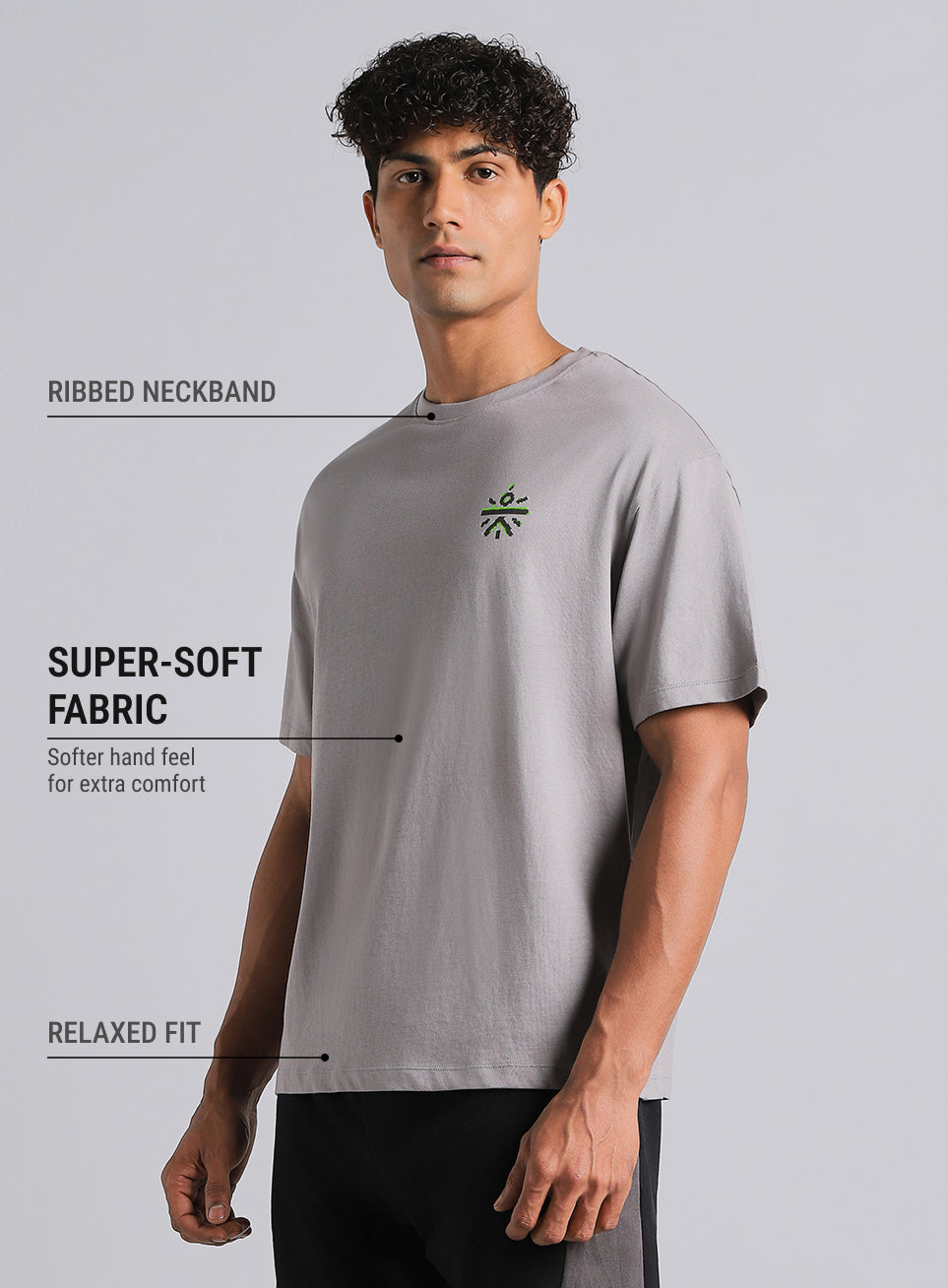 Men's Grey True Athletics Graphic Relaxed Fit T-shirt